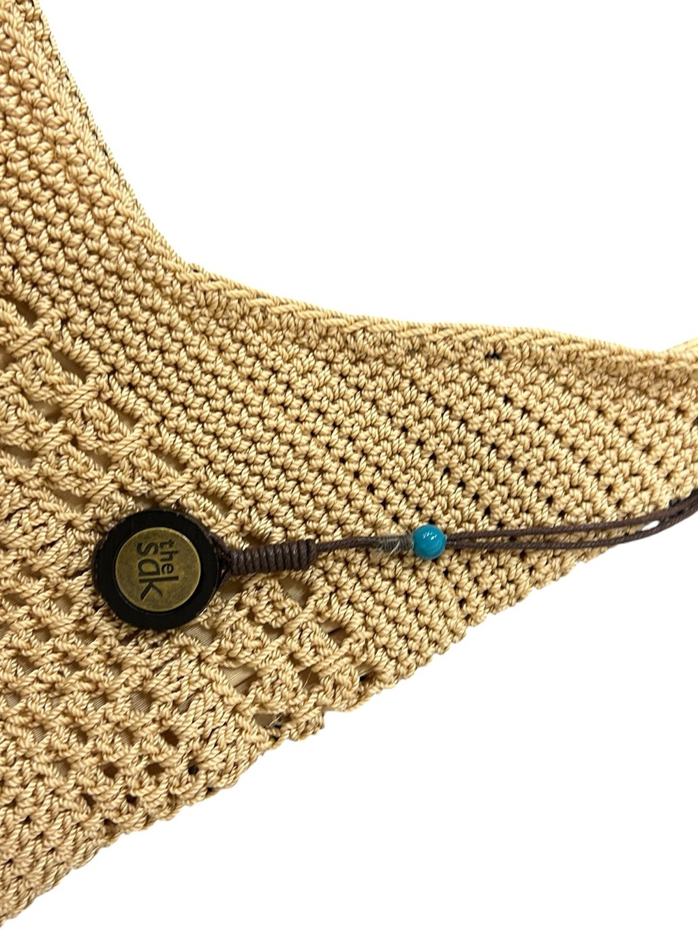 The Sak Crochet Hobo Shoulder Bag Beige Boho Knit Slouchy Purse - Picture 5 of 7